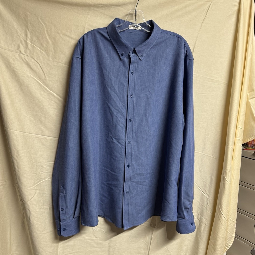 COOFANDY Men's Long Sleeve Blue Button Down XXL